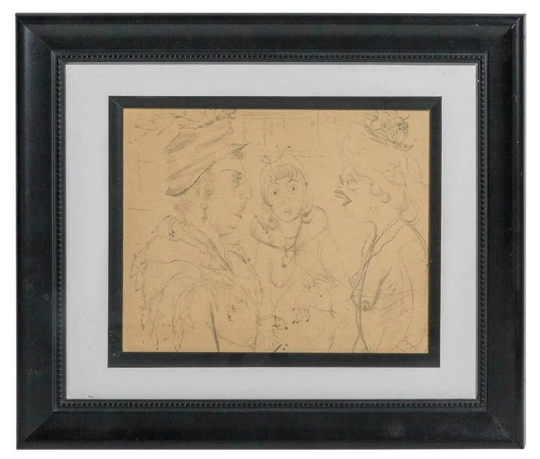Valerio 20Th Century Pencil Drawing Italian 13.75"x 16.75" Women