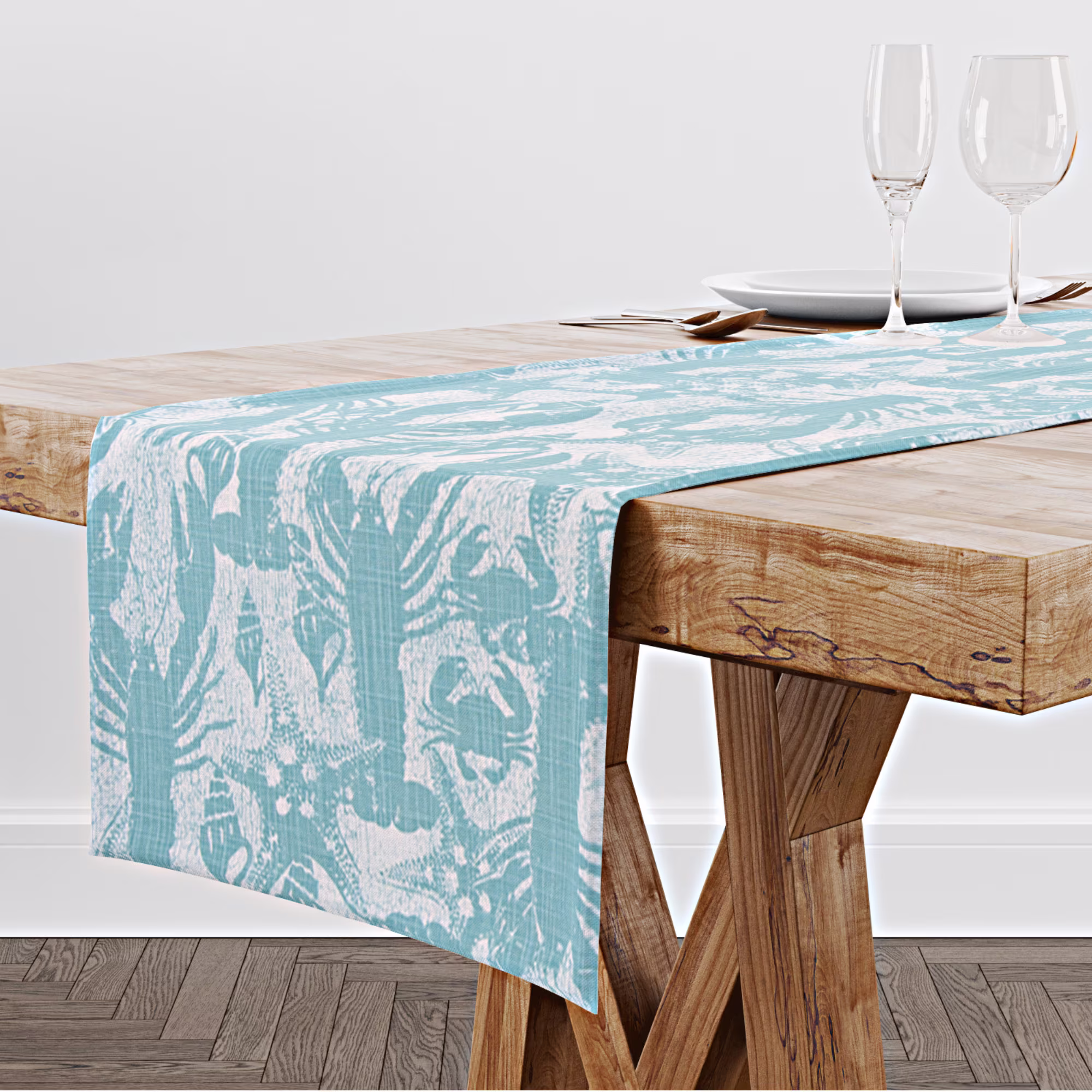 Aqua Blue Table Runner For Dining Table, Kitchen Decor, Wedding Gift Couple, Birthday Mom, Baby Shower