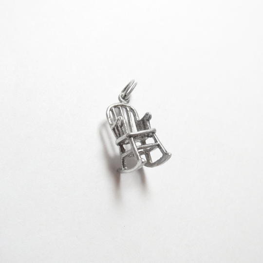 sterling Silver Detailed Rocking Chair Pendant Or Charm 1980's Vintage