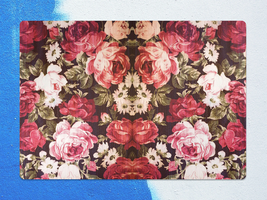 Vintage Romantic Roses Chair Mat, Pink Splat Green Vinyl Floor Floral Protective Area Rug, Gift Idea