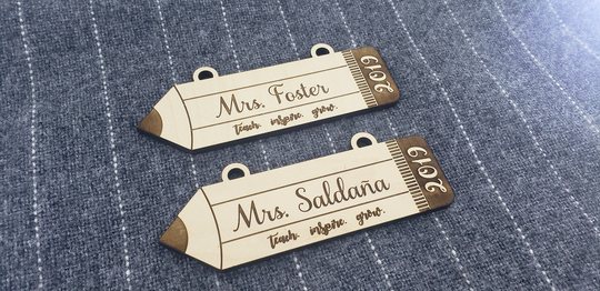 Personalized Laser Engraved Wood Pencil Teacher Ornament