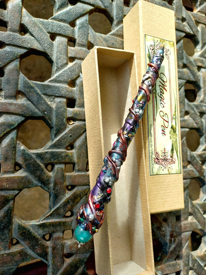 Spell Writer Pen, Magic Dragon Vein Agate, Witchy Pencil