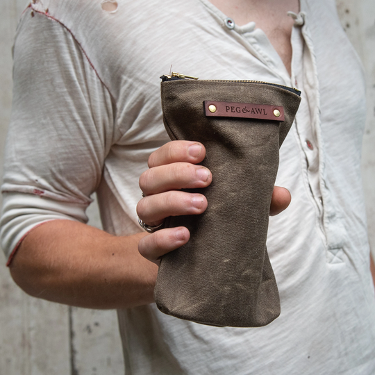 Waxed Canvas Pouch, Pencil Case, Zipper Pen Case By Peg & Awl | Scribbler Pouch
