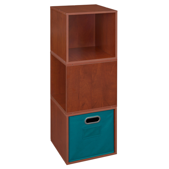 Noble Connect Storage Set - 3 Cubes and 1 Canvas Bin- Cherry/Teal