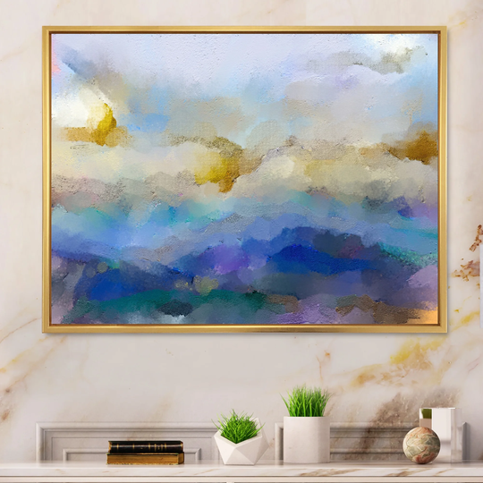 Designart 'Abstract Colorful Seascape Vii III' Modern Framed Canvas artwork