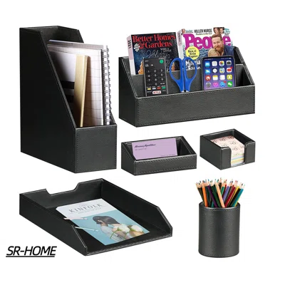 6 Piece PU Leather Desk Organizer Set