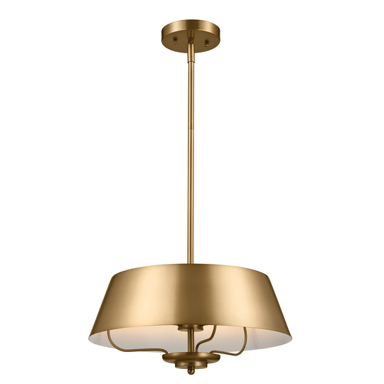 Kichler Lighting Luella 16 in. 3-Light Brushed Natural Brass Convertible Pendant Light/Semi Flush - 16 in