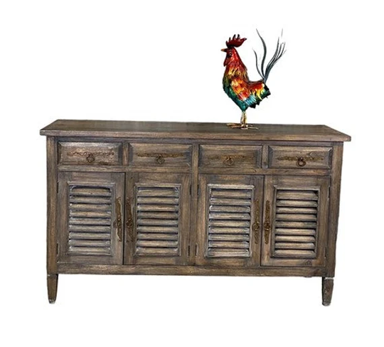 Sideboard With Shutters, Buffet, Console Table, Kitchen Storage, Classic Grey, A, Cabinet, Organizer, Shabby Chic