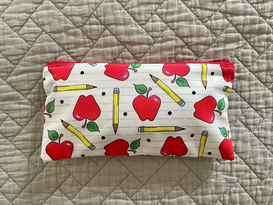 Apples & Pencils Midsize Zipper Pouch, Pencil Teacher Gift, Makeup Accessory Bag