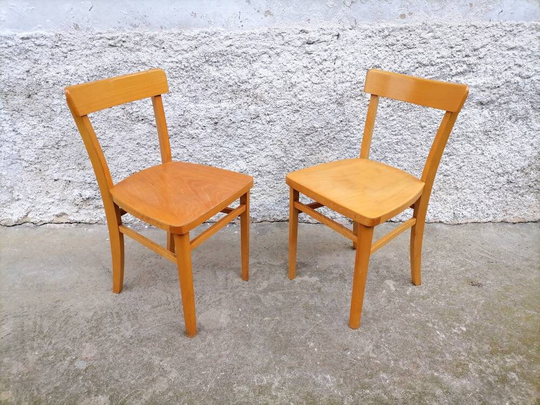 Vintage Pair Of Wooden Desk Chairs/ 2 School Industrial Mid Century/ Retro Dining/ 70S