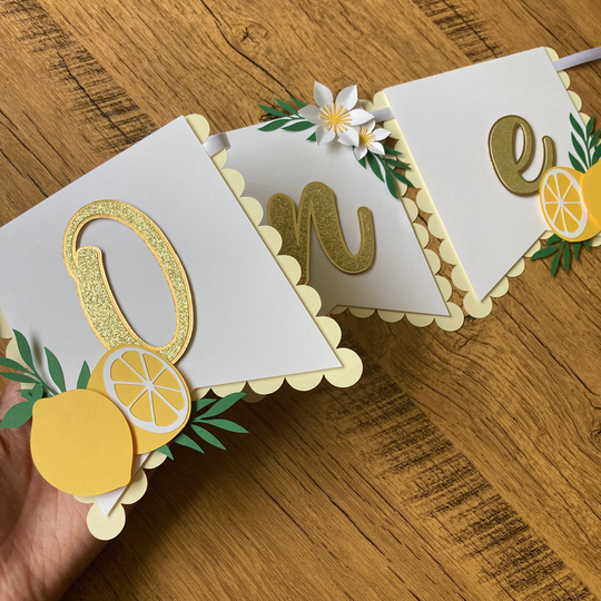 Lemon One High Chair Banner, Birthday Lemonade Decor, Floral 1st Citrus Banner
