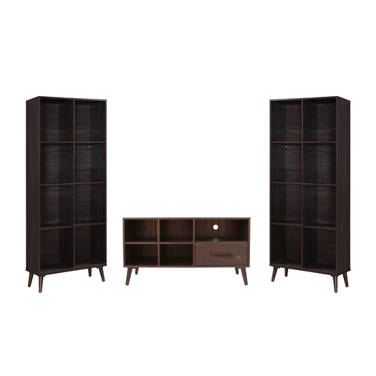 Dorian Mid Century 3 Piece Faux Wood and Rubber Wood Entertainment Center Set by Christopher Knight Home