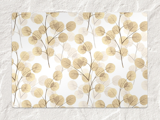 Branches With Round Leaves Chair Mat, Beige Protective Brown Splat Tree Vinyl Floor Pvc Flooring, Gift Idea