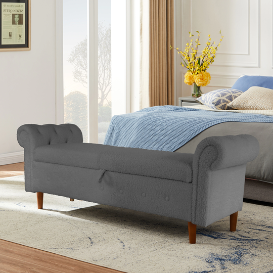 Teddy Velvet Multifunctional Storage Rectangular Sofa Stool Living Room Sofas
