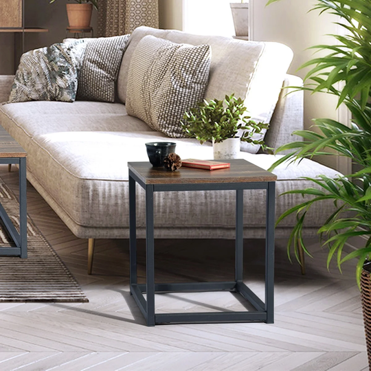 Coffee Table With Open Shelf In Dark Rectangular Table Top Sturdy Support With Wood Legs Brown And Grey