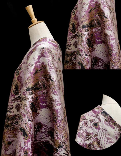 2 Color Purple/Red Color Jacquard Fabric, Printed Jacqurd Jacket Dress By The Yard