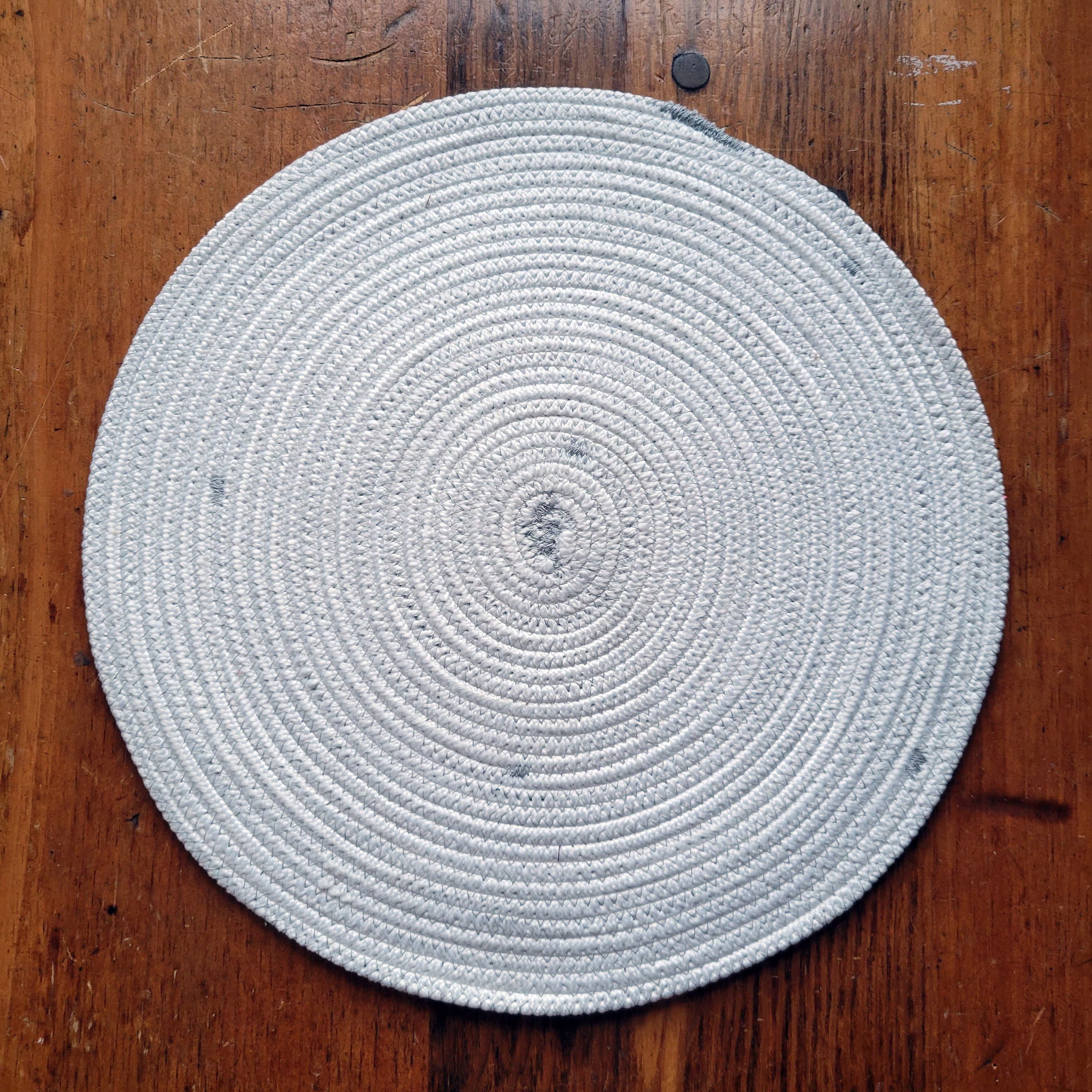 White Rope Table Mat Handmade Round Placemat - Your Choice Thread Color