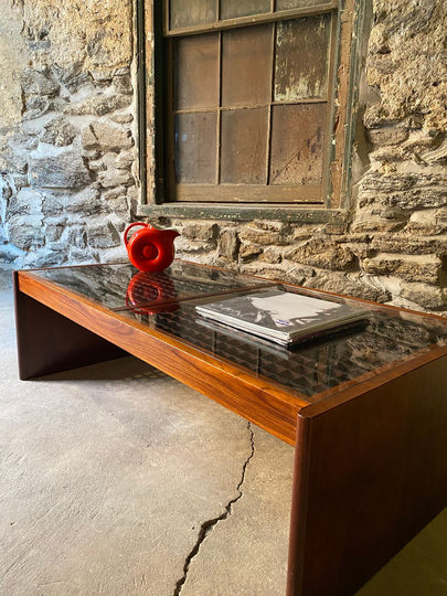 Mid Century Coffee Table Danish Modern Mid Rosewood & Glass