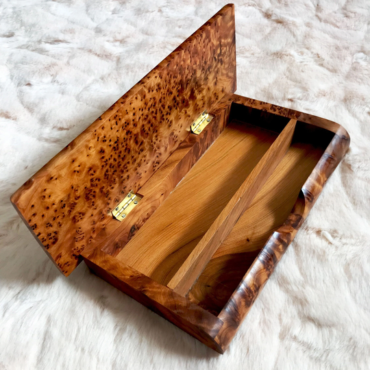 Handmade Pencil Wooden Organizer, Thuya Wood Pen Box, Lockable Pencil Gift Box Holder, Organize Office Pencil, Desktop Tray