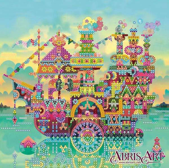 Diy Bead Embroidery Kit On Art Canvas "Boat" Size 7.9"×7.9" | 20x20 cm, Gift