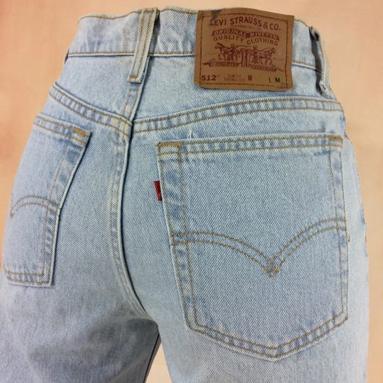 Size 28 Vintage Levis 512 Women's Jeans W28 L30 High Waisted Light Wash Slim Fit Tapered Leg Classic Mom Waist 28"