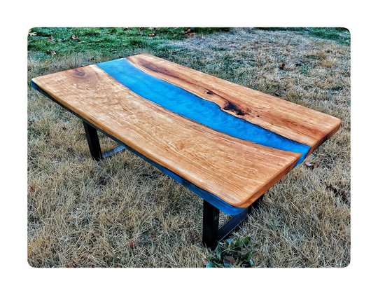 Epoxy River Table, Cherry Slab Live Edge Coffee Custom Wood Resin Handmade