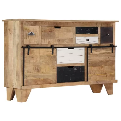 Royce 55.12" Wide 7 Drawer Mango Wood Sideboard