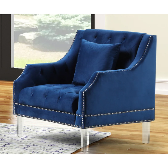Best Master Furniture Tufted Velvet Nailhead Arm Chair
