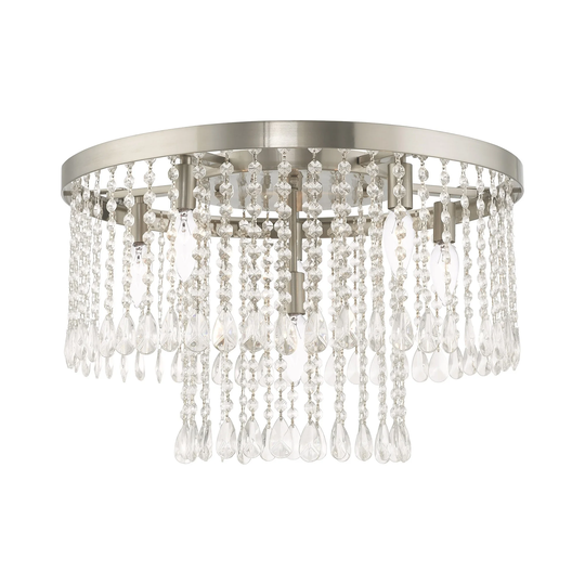 Livex Lighting Elizabeth 6-Light Brushed Nickel Ceiling Mount - 22"Dia. x 14"H