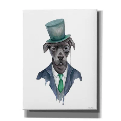 Dapper Dog by Rachel Nieman - Wrapped Canvas Painting