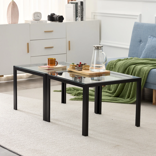 Square Modern Coffee Table Set of 2