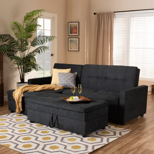 Contemporary Upholstered Sectional Sleeper Sofa with Ottoman