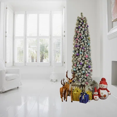 7.5Ft Pencil Flocking Tree