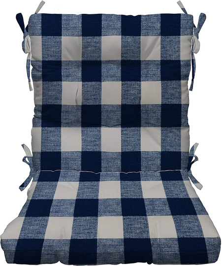 Rsh Décor Indoor Outdoor Tufted High Back Chair Cushion - Blue Buffalo Plaid