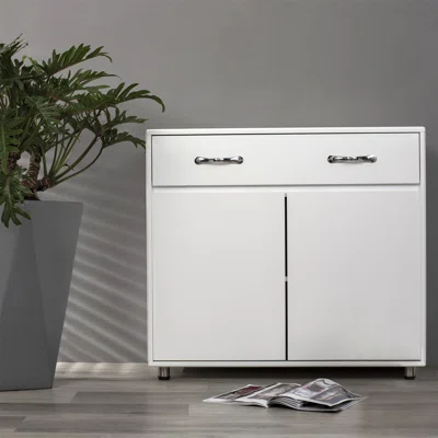Main Material Mdf Two Door Side Table-white