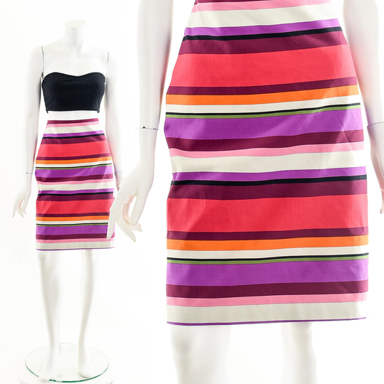 Fruit Stripe Skirt, Rainbow Pencil Striped Skirt, High Waist Skirt, Candy Skirt, Fitted Bodycon Skirt, Vintage Skirt