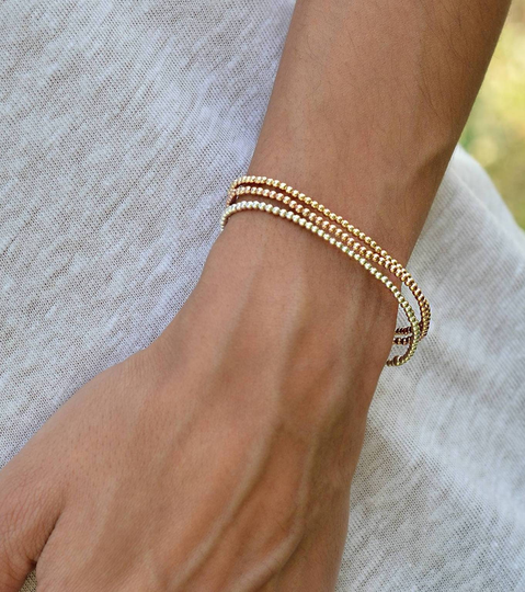 Gold Filled 2mm Beaded Layering Bracelet, Isabella Celini, Gift For Women, Handmade