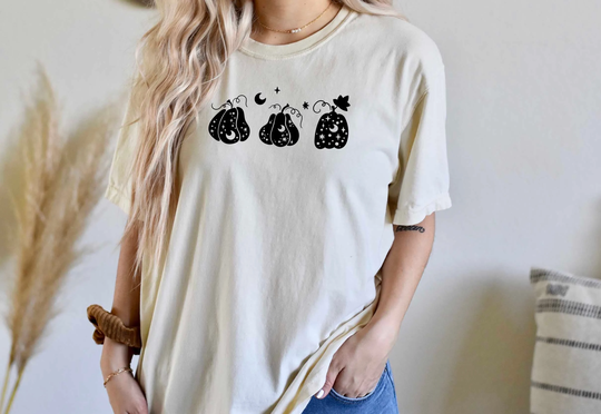 Comfort Colors Pumpkins Shirt, Celestial Boho Top, T-Shirt, Comfy Oversized Sun Lover, Style