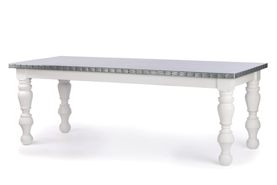 Dauphine Zinc Top Dining Table - Custom Farmhouse Table, Long Farm Large Rustic Barn Modern