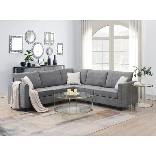 Modern Upholstered Living Room Sectional Sofa, L Shape Furni