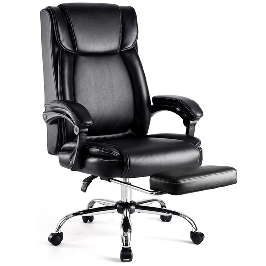 Lucklife Office Chair with Footrest Big and Tall Executive Chair (Black)