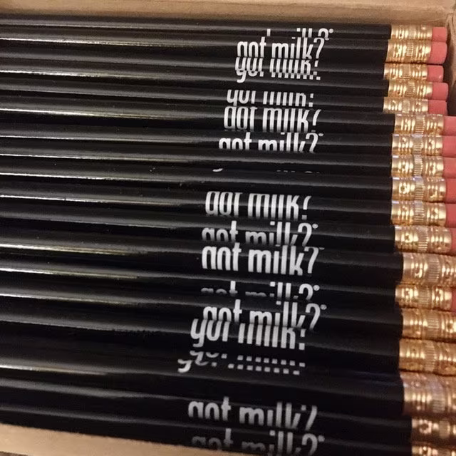 Pencils Got Milk? Advertising Box Of 132 New Never Sharpened 90S Ads
