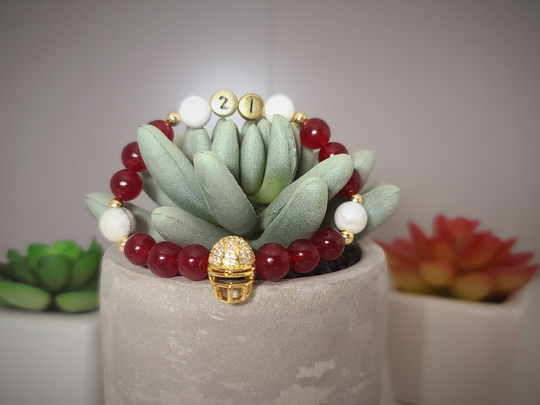 Football Bracelet Beaded With Helmet & Number Beads
