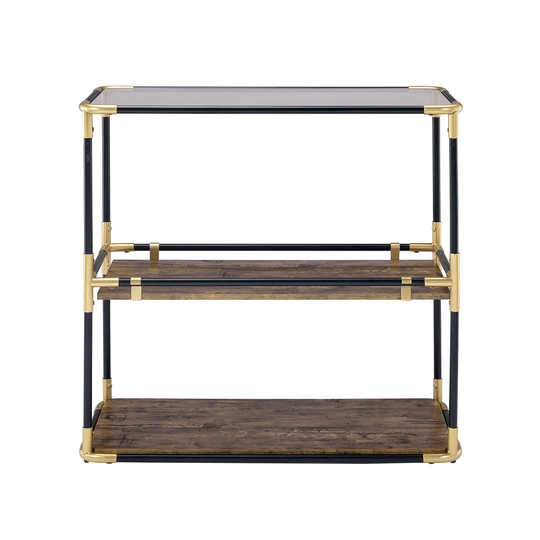 2 Open Compartments Console Table in Black and Gold