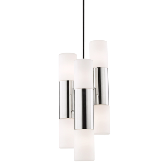 Mitzi by Hudson Valley Lola 6-light Polished Nickel Pendant, Opal Matte Glass