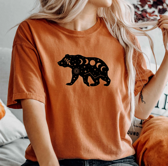 Comfort Colors Celestial Animals Shirt, Bear Top, T-Shirt, Comfy Oversized Boho Shirt