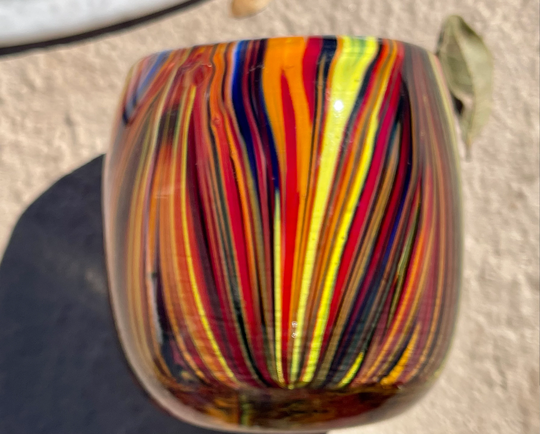 Vintage Hand Blown Multi-Colored Art Glass Paperweight Pencil Jar/Home Decor