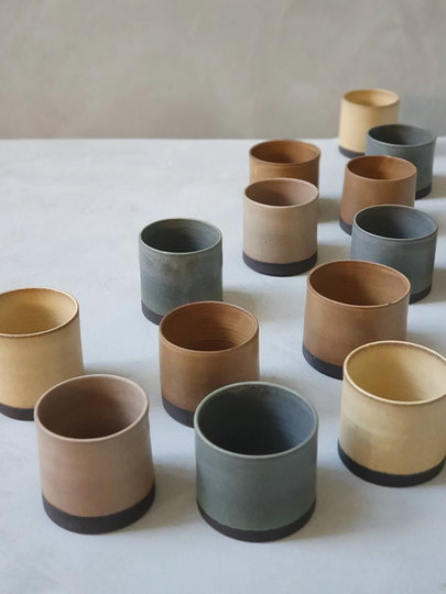 2 Colorful Matte Ceramic Mugs, Two Pottery Coffee/Tea Stoneware Mug, Natural Color Cups, Modern Mug Set, Gift For Mom