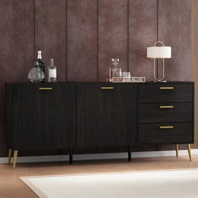69" Sideboard Cabinet, Mid Century Modern Console Storage Buffet Credenza Cabinet With 3 Drawers And 2 Door