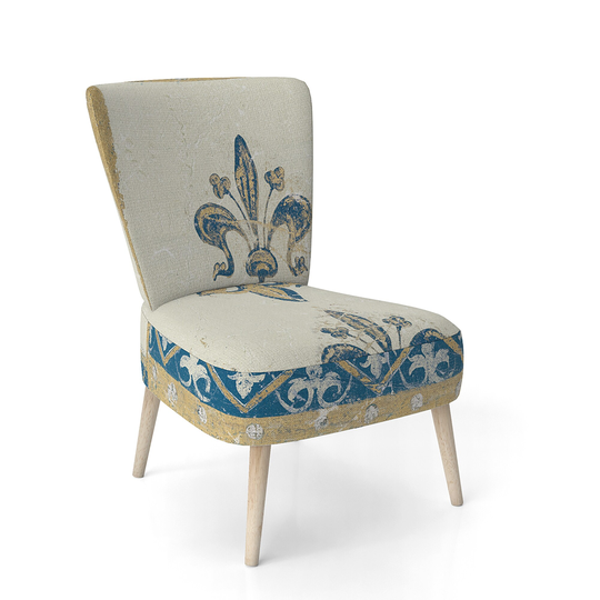 Designart 'Fleur De Lis Gold Pattern' Upholstered Glam Accent Chair